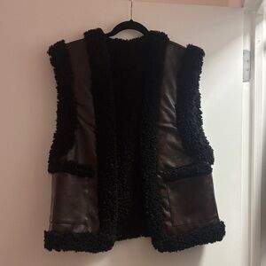 WeWoreWhat Reversible Brown and Black Vest